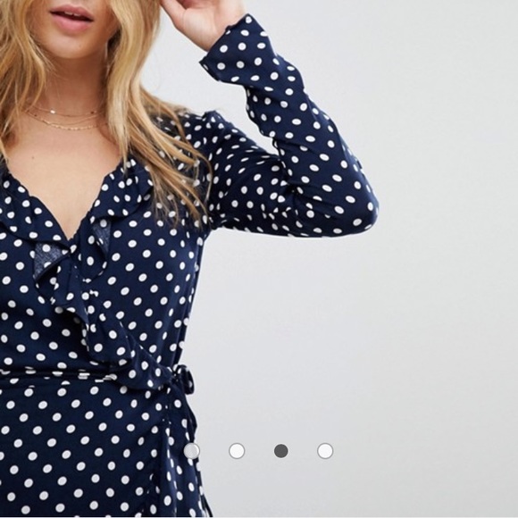 Sold Navy and white polka dot wrap dress - Picture 3 of 5
